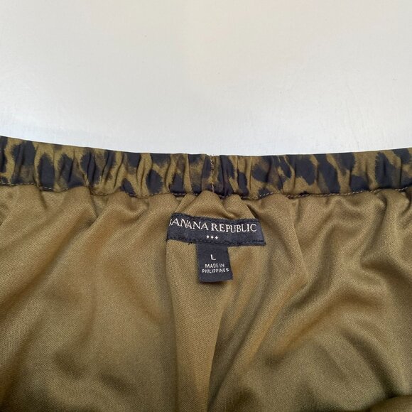 Banana Republic Olive/Black Leopard Print Silky Midi Skirt - Picture 2 of 3